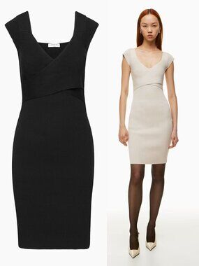 Aritzia Babaton Sculpt Knit Greek Dress Sweetheart Black Size Small